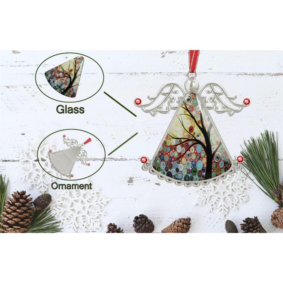 正規品販売中 FQJNS Angel Wings Tree of Life Glass Christmas Ornament Hanging Christmas T