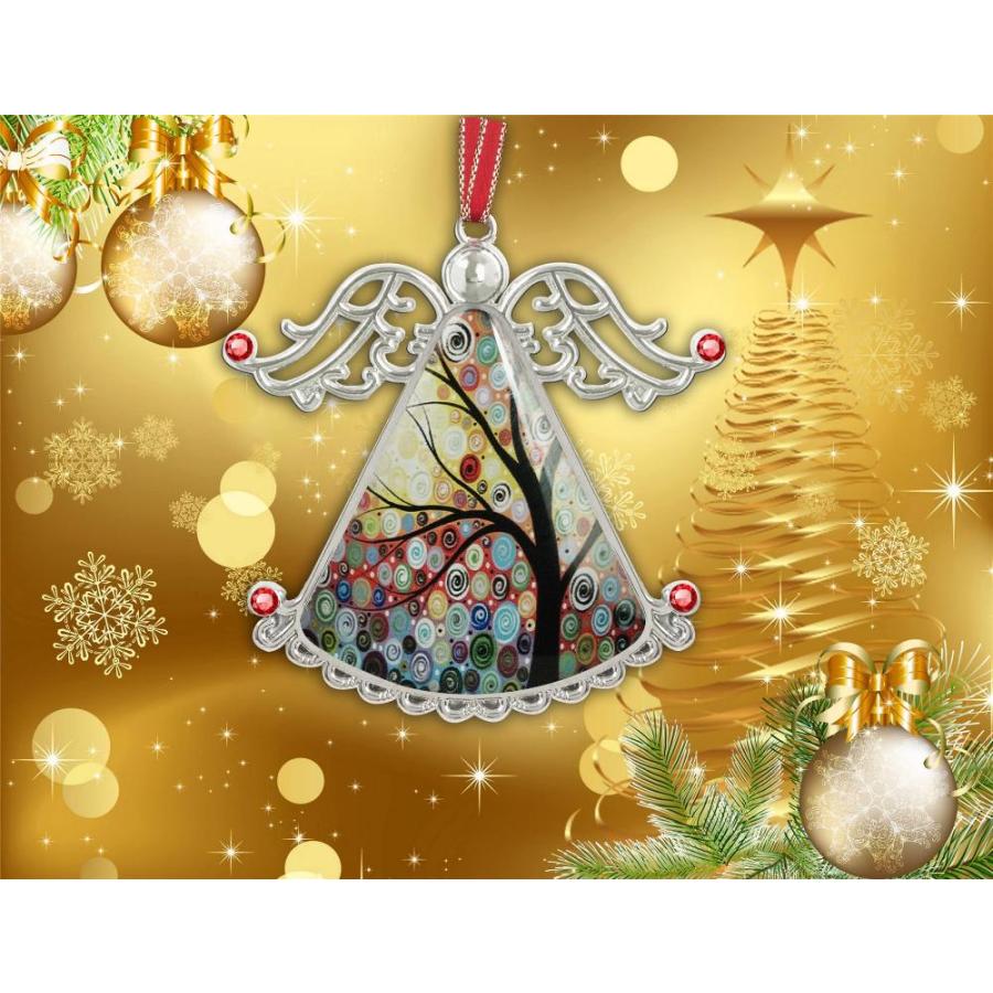 正規品販売中 FQJNS Angel Wings Tree of Life Glass Christmas Ornament Hanging Christmas T