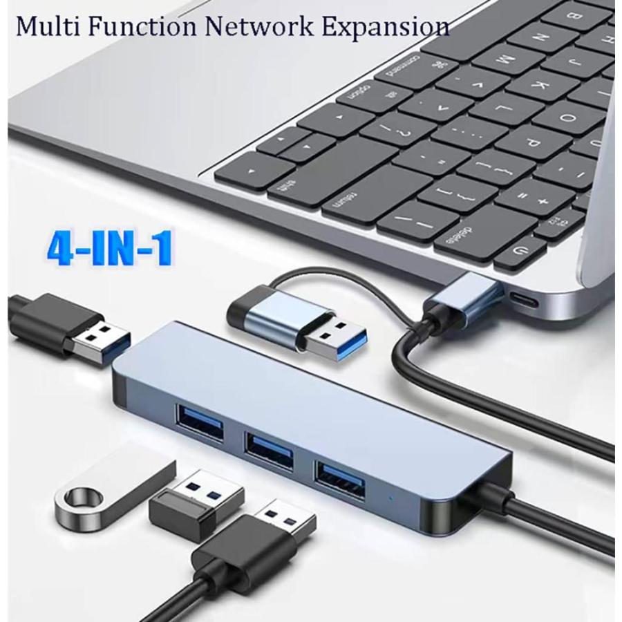 MVBOONE USBハブ 3.0 4ポート USB C/USB A to USBアダプタ MacBook Pro iMac PC Ps4 5 Sur｜pinkcarat｜02