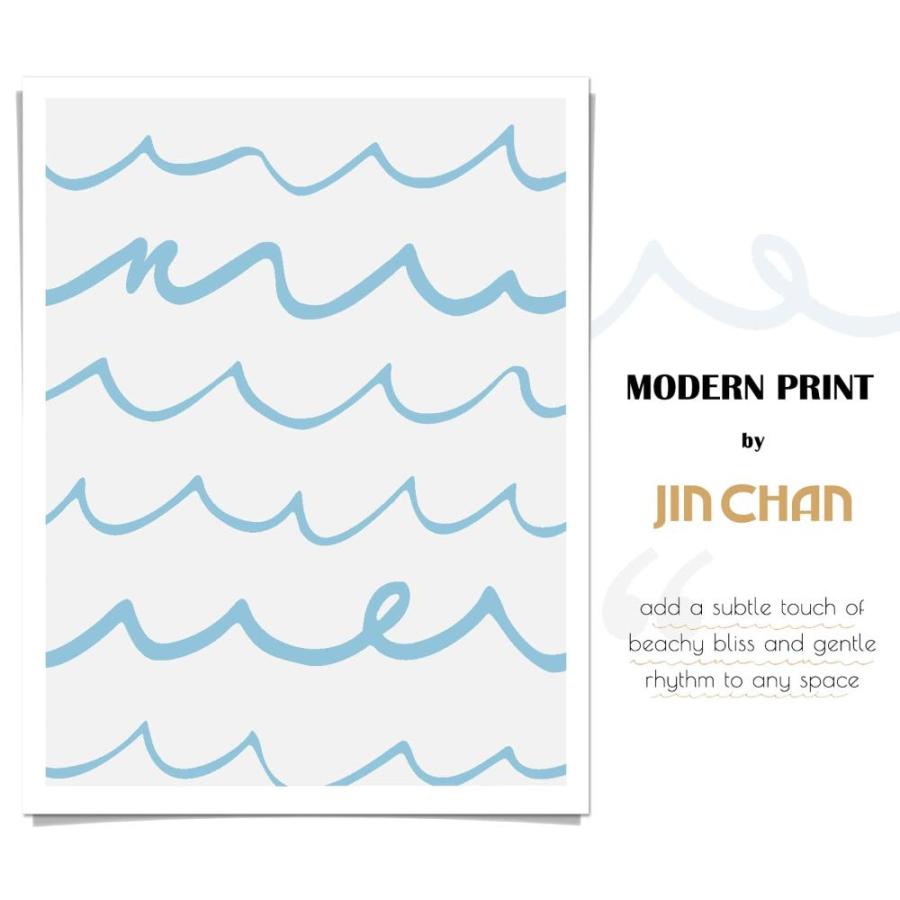 高評価なギフト JINCHAN ファブリックシャワーカーテン 70インチ x 72インチ ブルーとホワイトのシャワーカーテン モダンな幾何学的な海の波 ビーチ ストラ