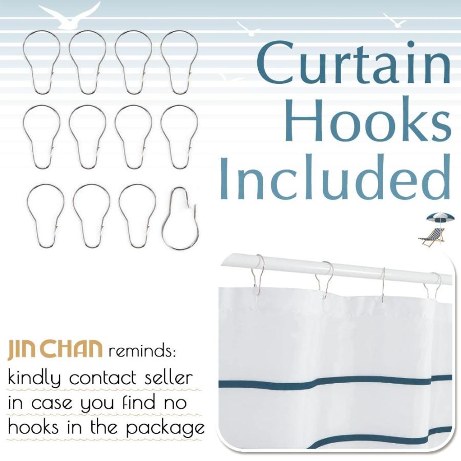 激安販売店 JINCHAN Blue and White Shower Curtain Stripe Fabric Shower Curtain for Bath