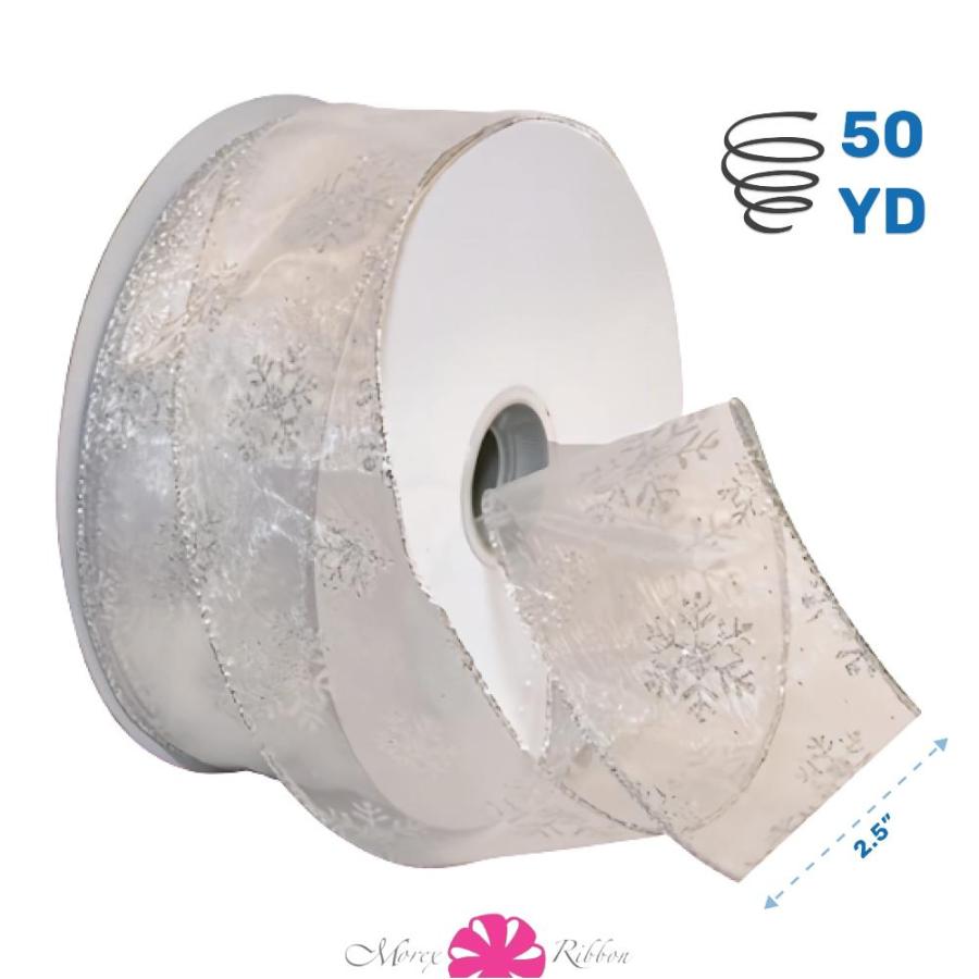 限定金額送料無料 Morex Ribbon Snowflake Wired Sheer Glitter Ribbon， 2-1/2-Inch by 50-Yard Sp