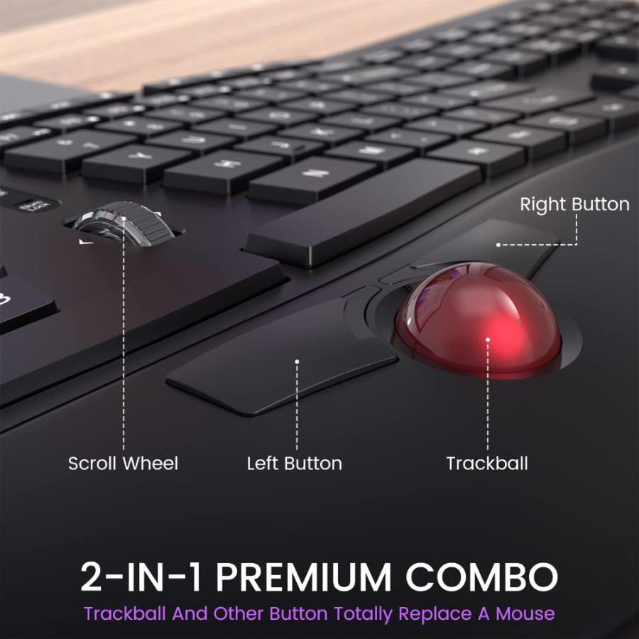 Wired USB Ergonomic Split Keyboard with Trackball Mouse 並行輸入品