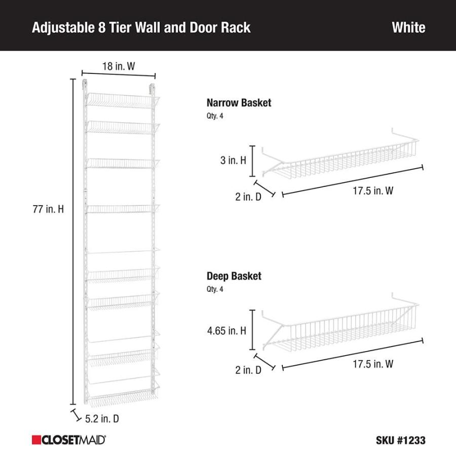 豊富な品揃え ClosetMaid 1233 Adjustable 8-Tier Wall and Door Rack， 18-Inch by ClosetMaid