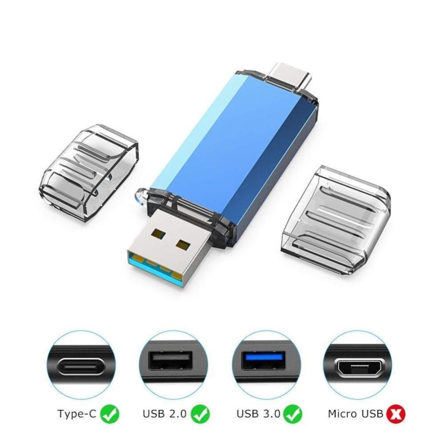 KOOTION 128GB USBメモリー タイプC USBフラッシュドライブ 2in1 Type-C + USB A(USB3.1 gen1)　サム｜pinkcarat｜02
