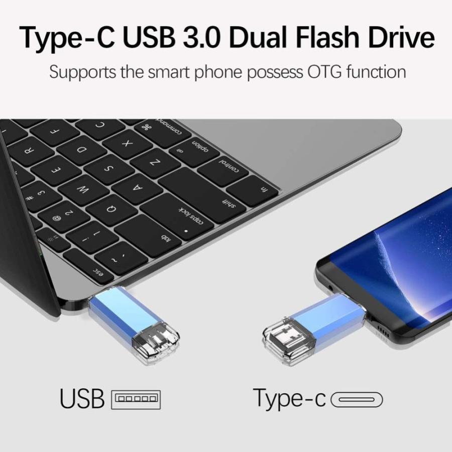 KOOTION 128GB USBメモリー タイプC USBフラッシュドライブ 2in1 Type-C + USB A(USB3.1 gen1)　サム｜pinkcarat｜05