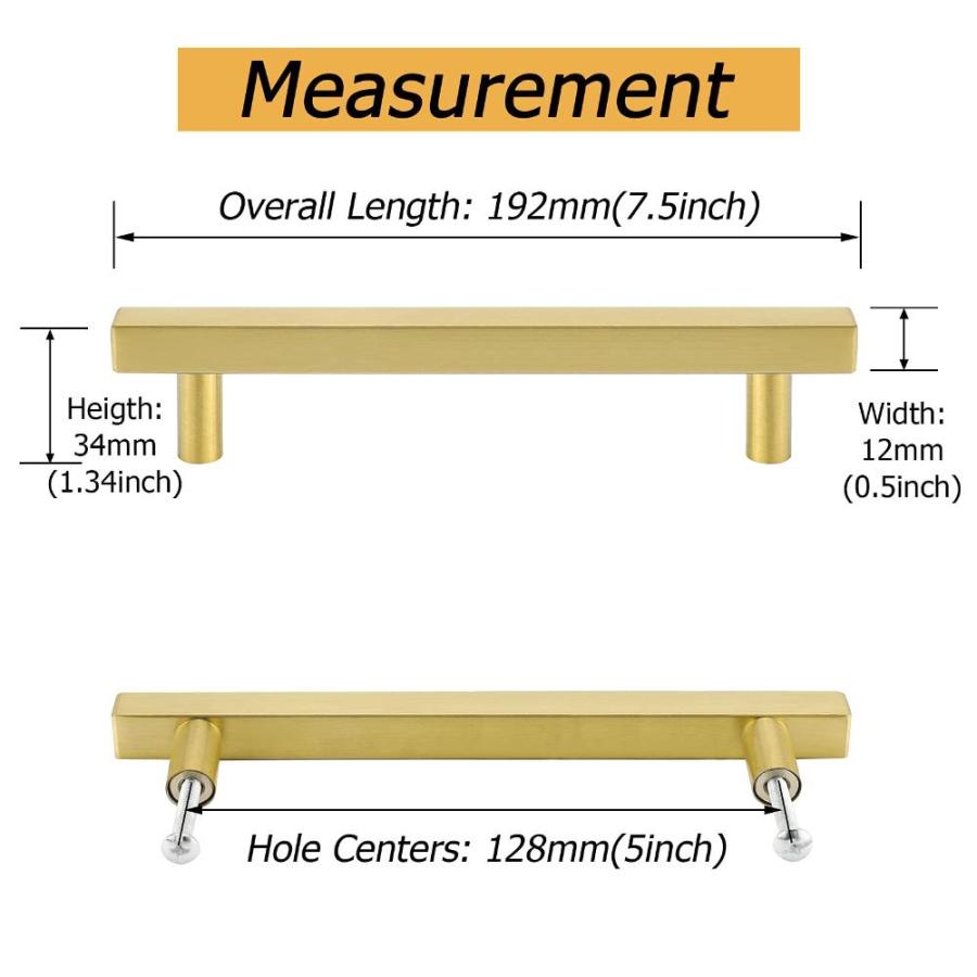 真鍮ブラシキャビネット引き出しプルノブ???goldenwarm　ls1212gd　Tバー正方形ゴールドキッチンキャビネットドアハンドル家具ハードウェ