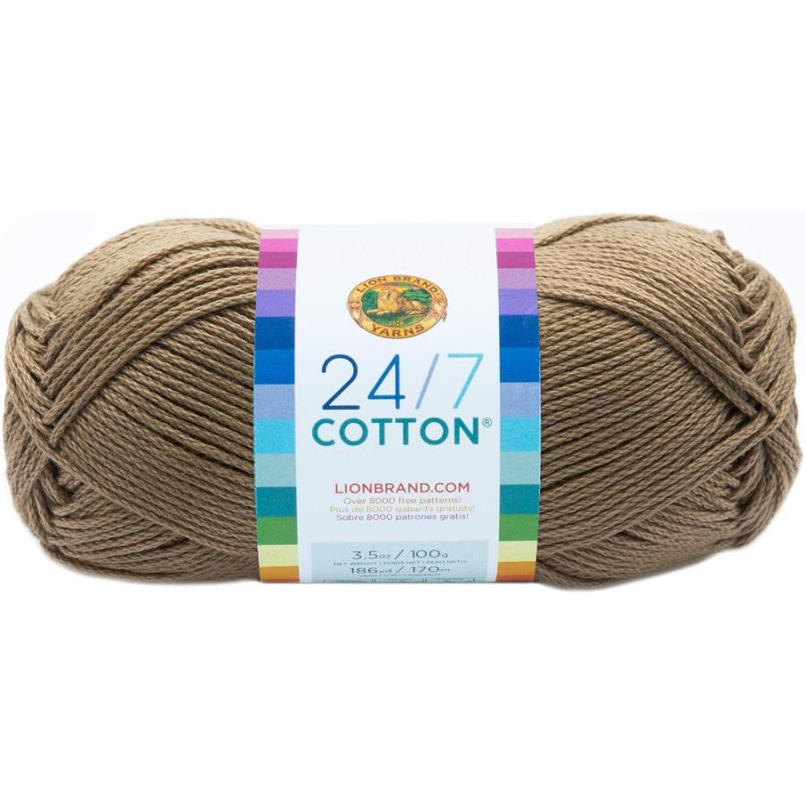 Lion Brand Yarn 761-122 24-7 Cotton Yarn, Taupe