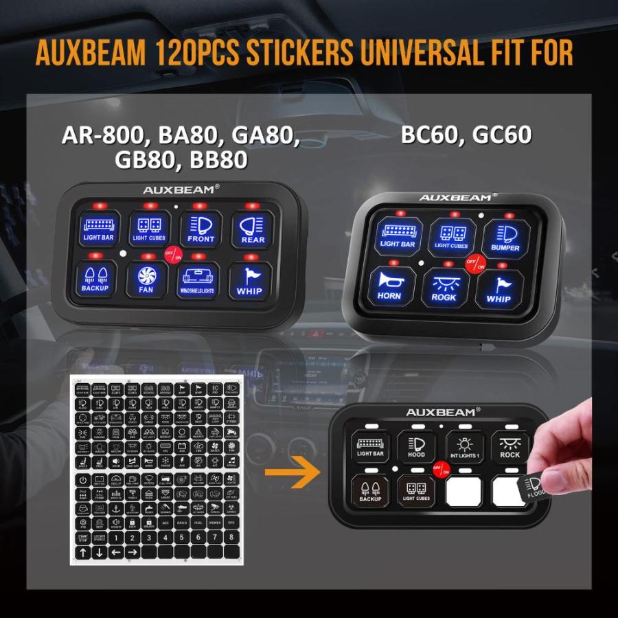 Auxbeam Switch Panel Sticker for 6/8 Gang Switch Panel Label Decal for Circ｜pinkcarat｜03