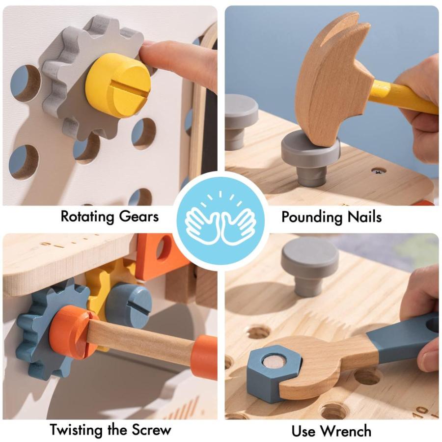 人気定番の ROBOTIME Mini Tool Bench for Toddlers， Kids Tool Bench Workbench with Toy T
