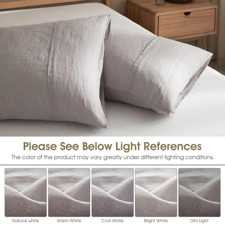 高級感 Grassix Pillow Cases Standard Size 100% Natural Linen Pillow Case Set of 2
