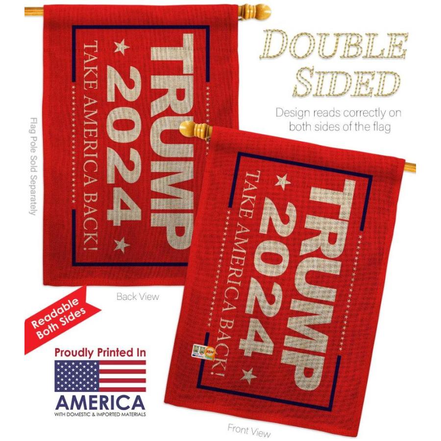 Trump　Flag　Take　Patriotic　Pack　2024　Back　pcs　America　Flag　Burlap　House　Vo