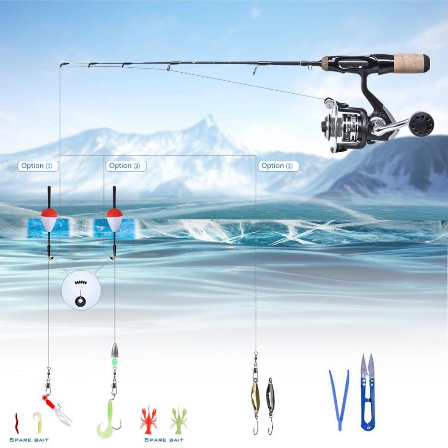 信頼 LEOFISHING One-Peice Winter Ice Fishing Rod and Reel Combos Easy to See Str