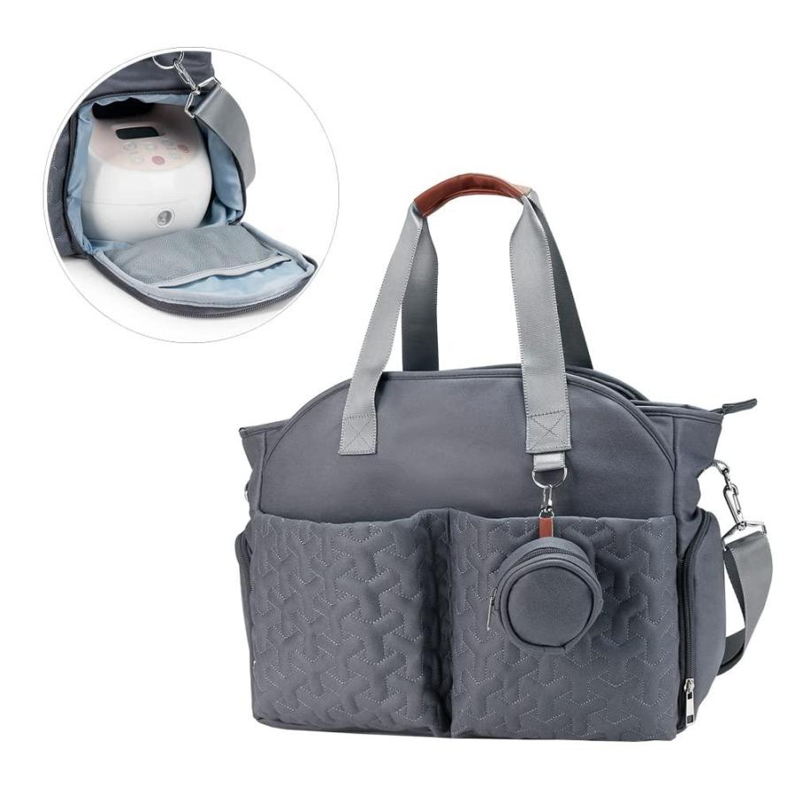 Breast Pump Bag Baby Diaper Tote Bag with Laptop Sleeve and