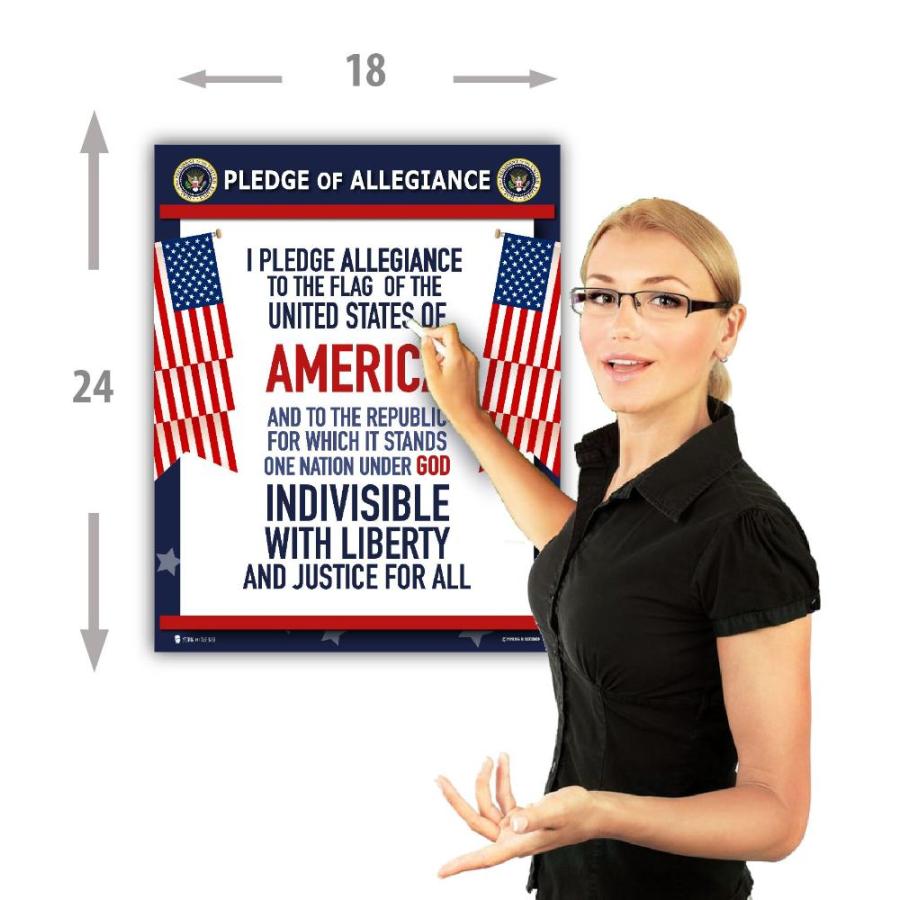Pledge Allegianceのポスターラミネート加工アメリカ国旗印刷の教室飾りチャートUSA SIGN 18x24｜pinkcarat｜03