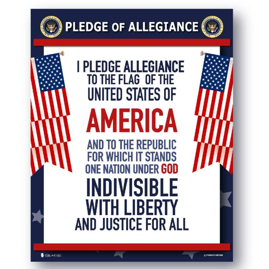 Pledge Allegianceのポスターラミネート加工アメリカ国旗印刷の教室飾りチャートUSA SIGN 18x24｜pinkcarat｜04