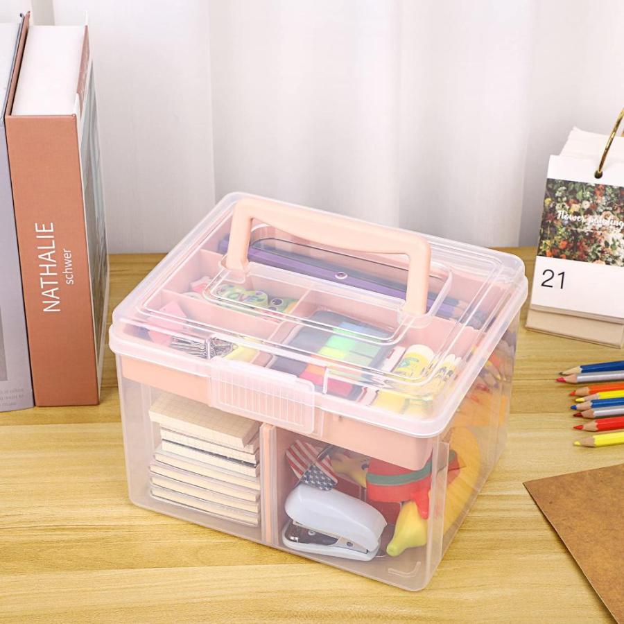BTSKY 3 Layer Stack & Carry Box, Plastic Multipurpose Portable Storage  Container Box Handled Organizer Storage Box with Removable Tray for  Organizing