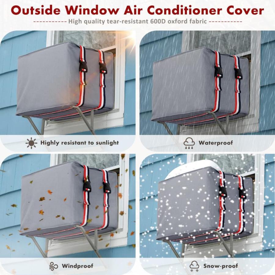 UNUN Window Air Conditioner Covers for Outside, AC Unit Covers Outdoor 25.5｜pinkcarat｜05