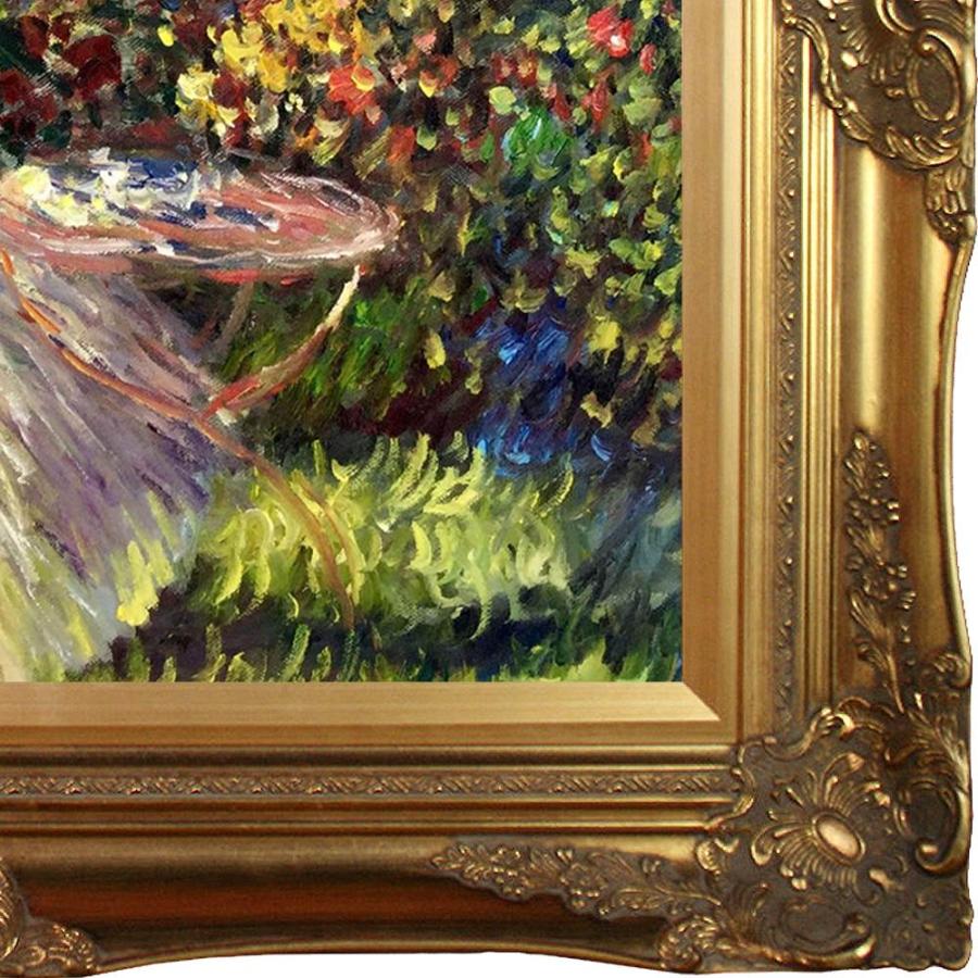 La Pastiche Alice Hoschede Au Jardin フレーム入り油絵、81.28cm x 71.12cm、ゴールド