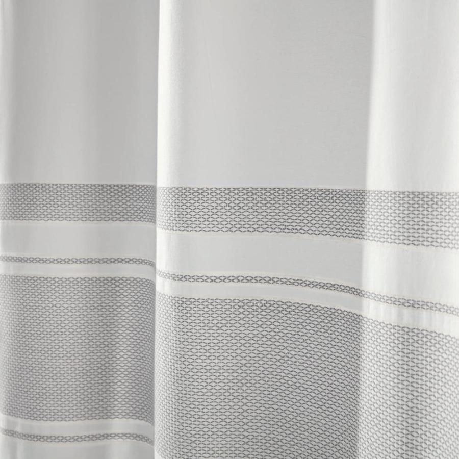 店舗割引 84 Inch Shower Curtain Cotton 100%，Grey Striped Minimalist Bathroom Shower