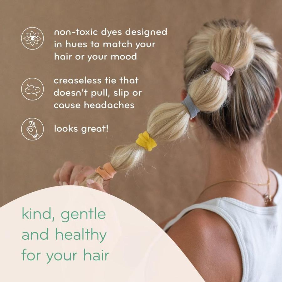 KOOSHOO Plastic-Free Flat Hair Ties - Organic Cotton Hair Ties For Girls, H  大注目 - レディースアクセサリー