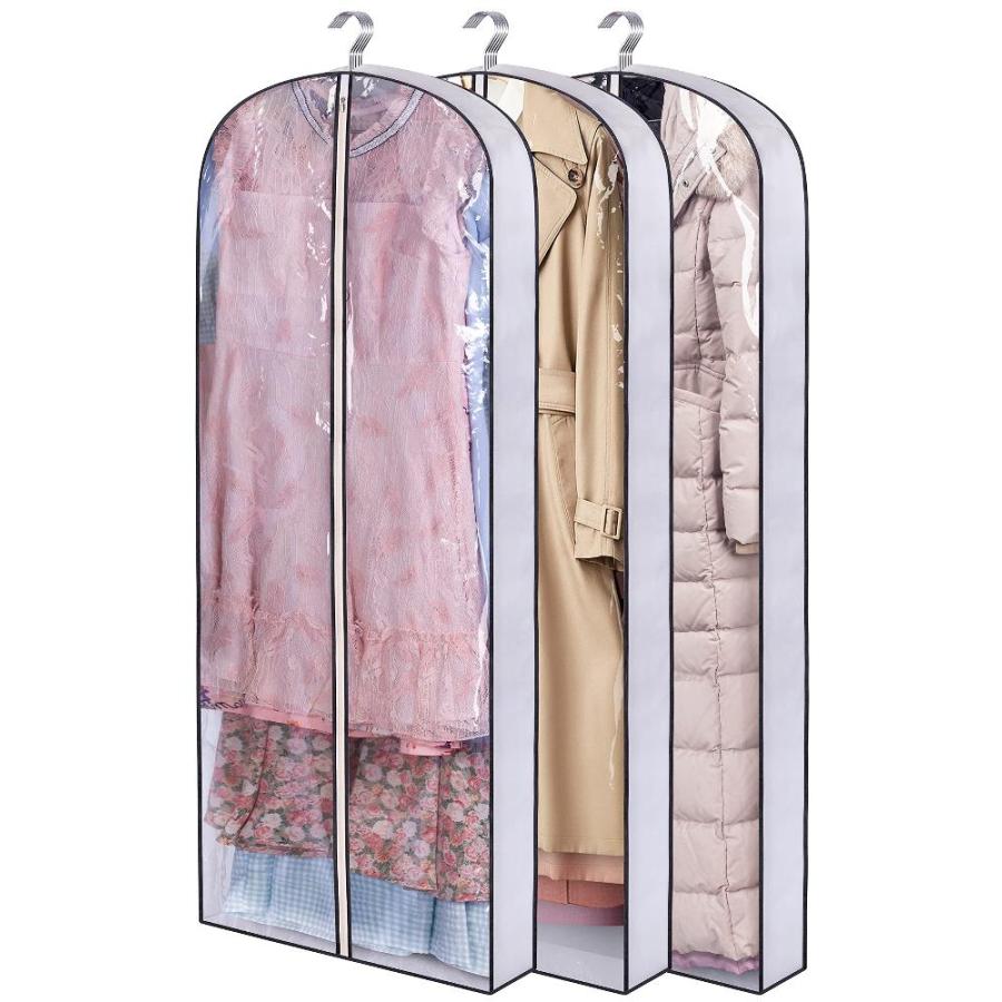 AOODA 65 Long Dress Garment Bags for Closet Storage, 4 Gusseted