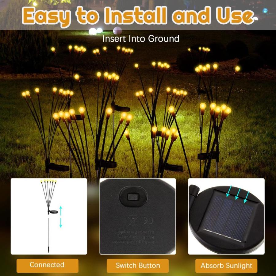 12　Pack　Solar　Outdoor　Firefly　Powered　Solar　Lights　Powered　Decorative　Solar