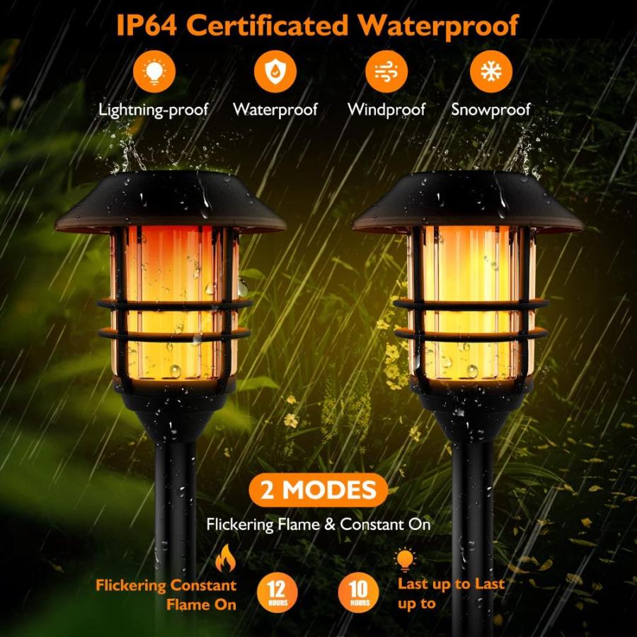 ZOOHAR　Solar　Outdoor　Lights,Extra-Tall　Torches　with　Solar　Flickering　Flame