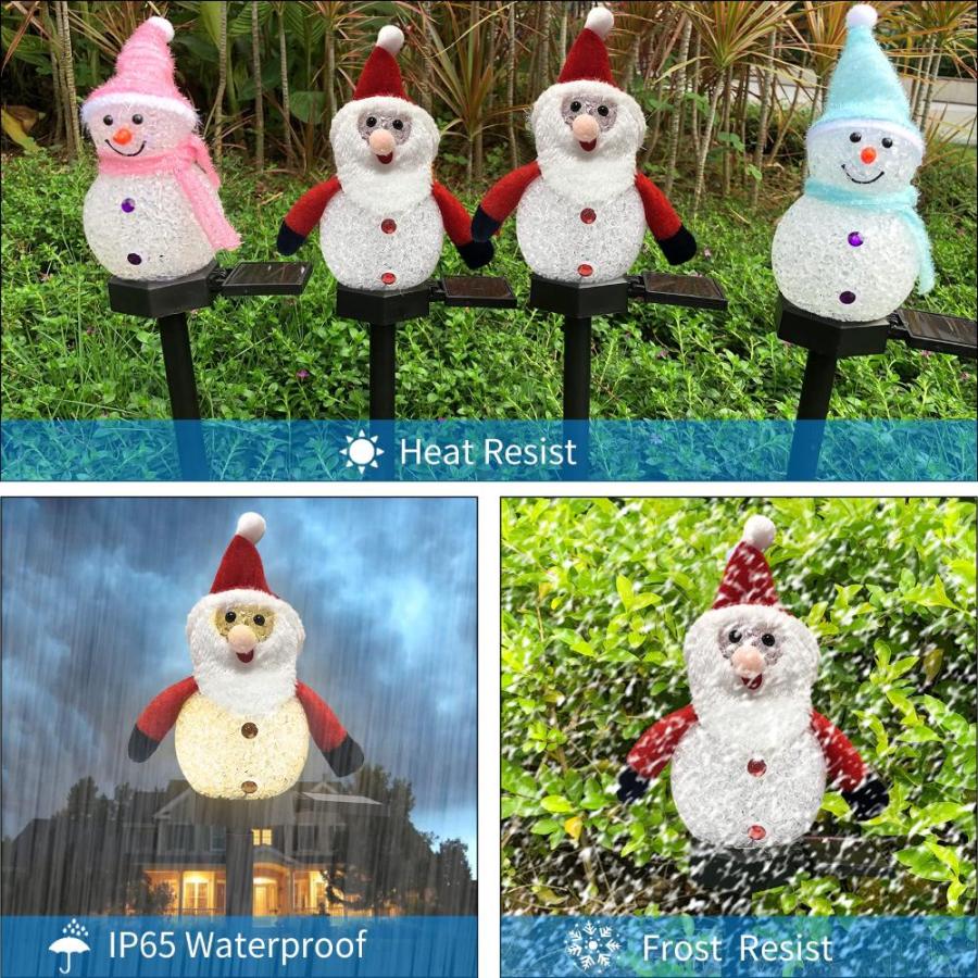 URBDOMYJA 雪だるま ソーラーライト クリスマス ソーラーライト 庭 雪だるま 装飾 庭 通路ライト (ブルー2個)｜pinkcarat｜04