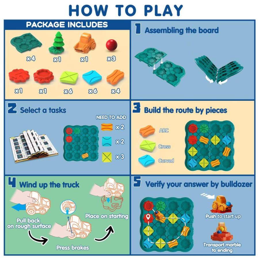 Kids Toys STEM Board Games - Smart Logical Road Builder Brain Teasers Puzzl｜pinkcarat｜02