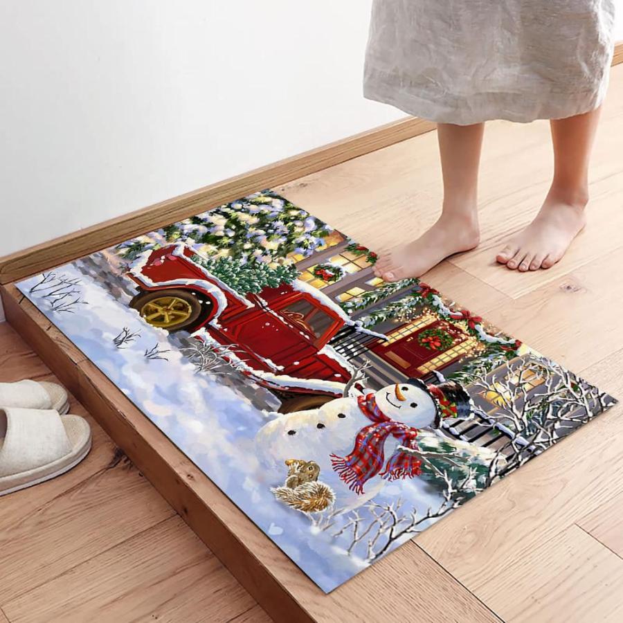 最安挑戦 Merry Christmas Kitchen Rugs Sets 2 Piece Floor Mats Xmas Tree Farm Red Tru