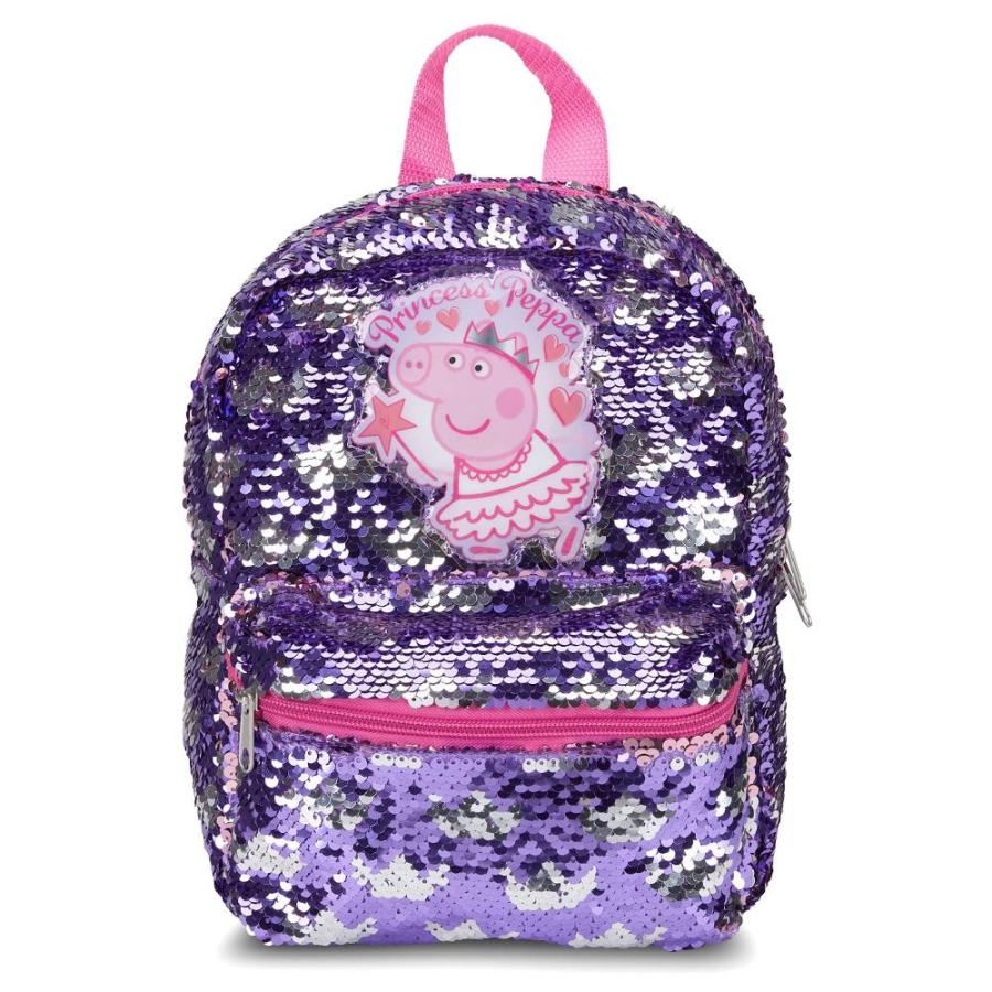 Peppa Pig ミニバックパック 女の子向け キラキラで楽しいスクールバッグ 幼稚園 小学生向け, パープル, 旅行