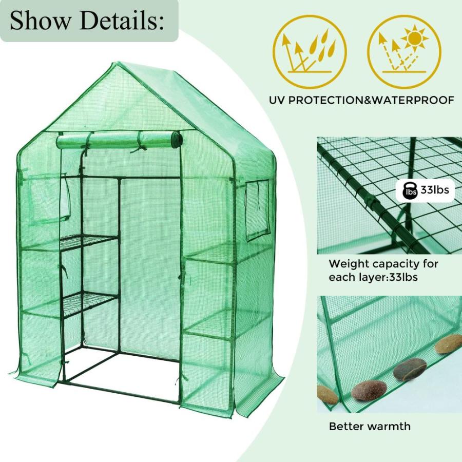 LAUREL　CANYON　Walk　Indoors　Sturdy　Greenhouse　Outdoo　in　Shelves　with　for