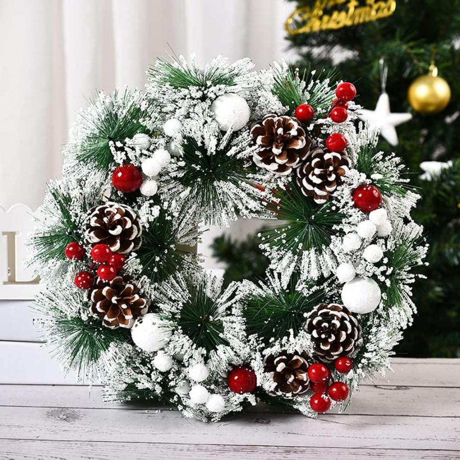 クリスマスリース 玄関ドア用 雪の結晶 スノーボール 松ぼっくり クリスマスリース 玄関ドア用 雪の結晶 スノーボール 松ぼっくり