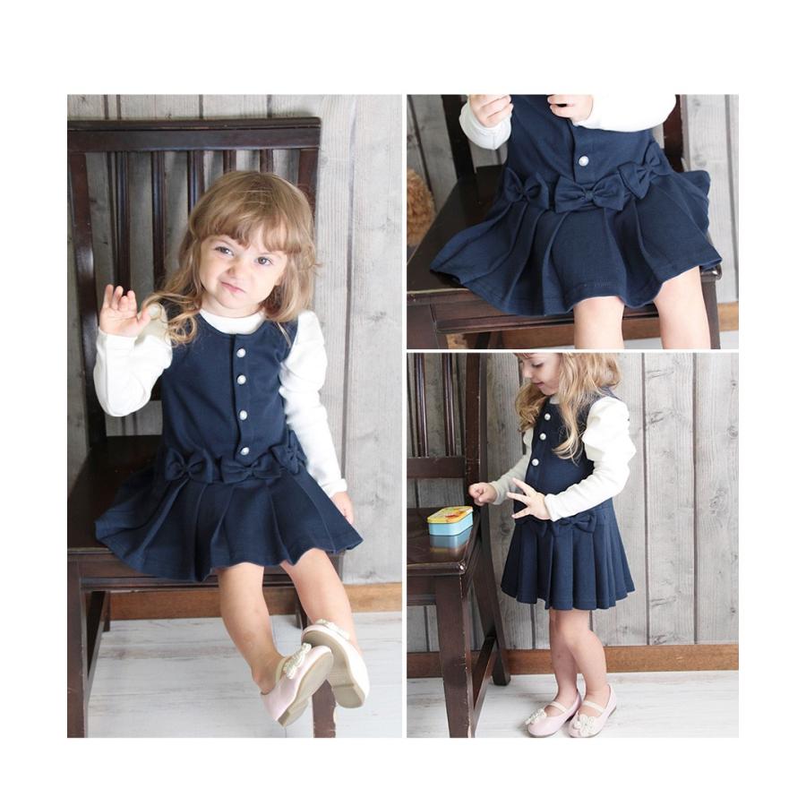 フォーマル ワンピース スカート 女の子 子供服 キッズ 入学式 入園式 卒業式 お出かけ リボン プリーツ ネイビー 紺色 黒 Rora 通販 Yahoo ショッピング