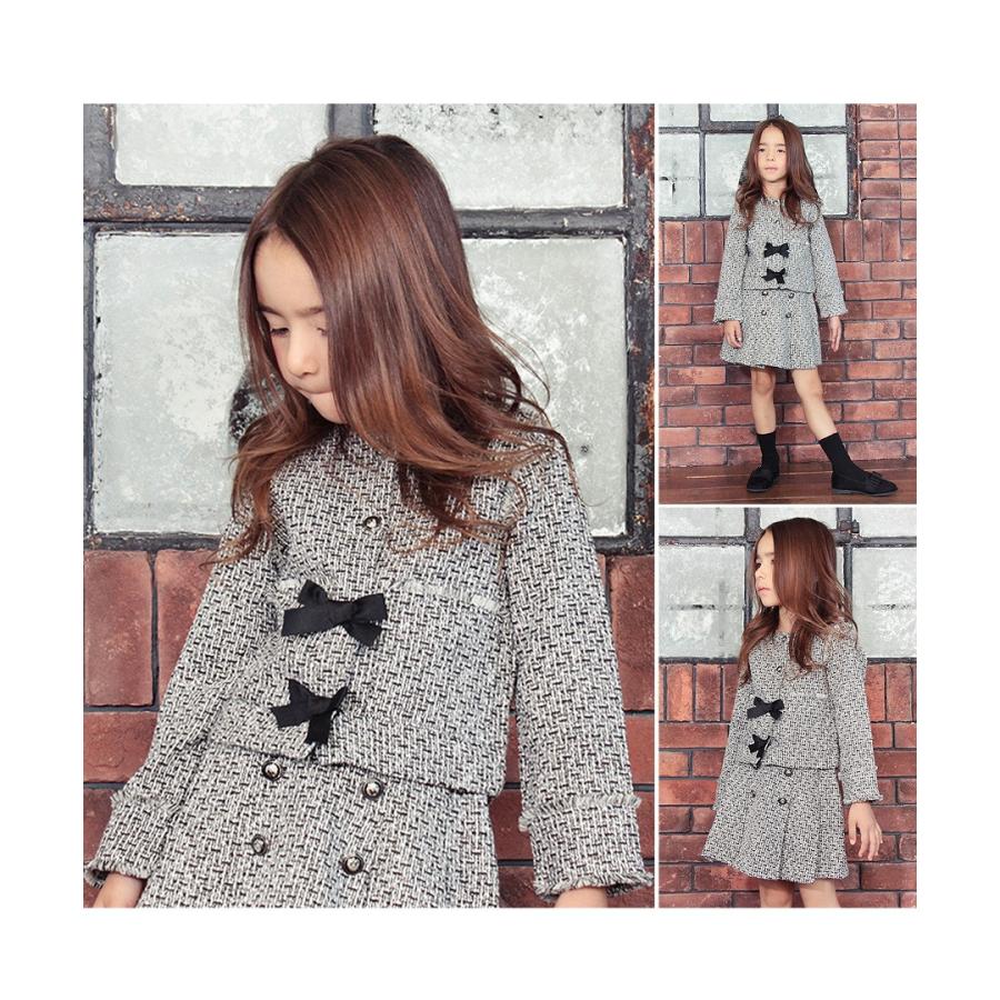 子供服 フォーマル ツイード スーツ 女の子 スカート ジャケット  