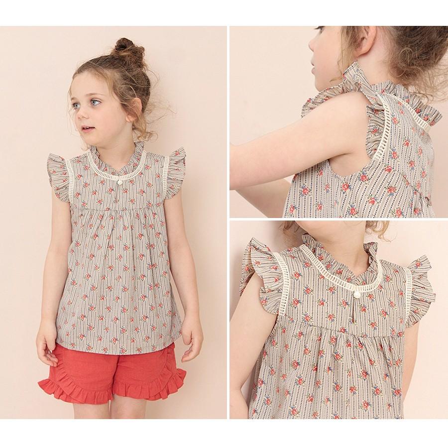 ブラウス ノースリーブ タンク 女の子 子供服 キッズ トップス フォーマル 花柄 フリル 可愛い ボーダー 春 夏 ベージュ Rora 通販 Yahoo ショッピング