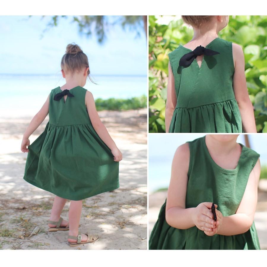 子供 服 子供服 リネン ワンピース リネンワンピース こども キッズ 夏 女の子 グリーン リボン 夏服 お洒落 ナチュラル シンプル 90 100 110 1 130 140 Rora 通販 Yahoo ショッピング