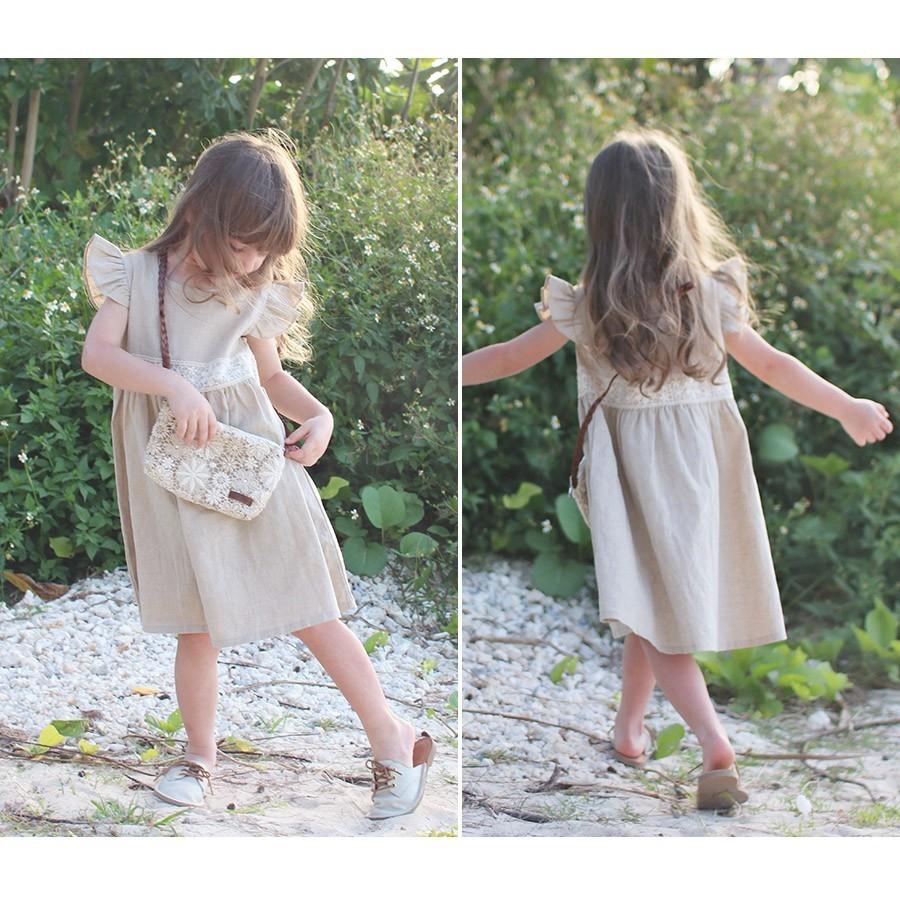 リネン ワンピース 子供 女の子 ナチュラル 夏 半袖 可愛い レース 大人っぽい ベージュ Rora 通販 Yahoo ショッピング