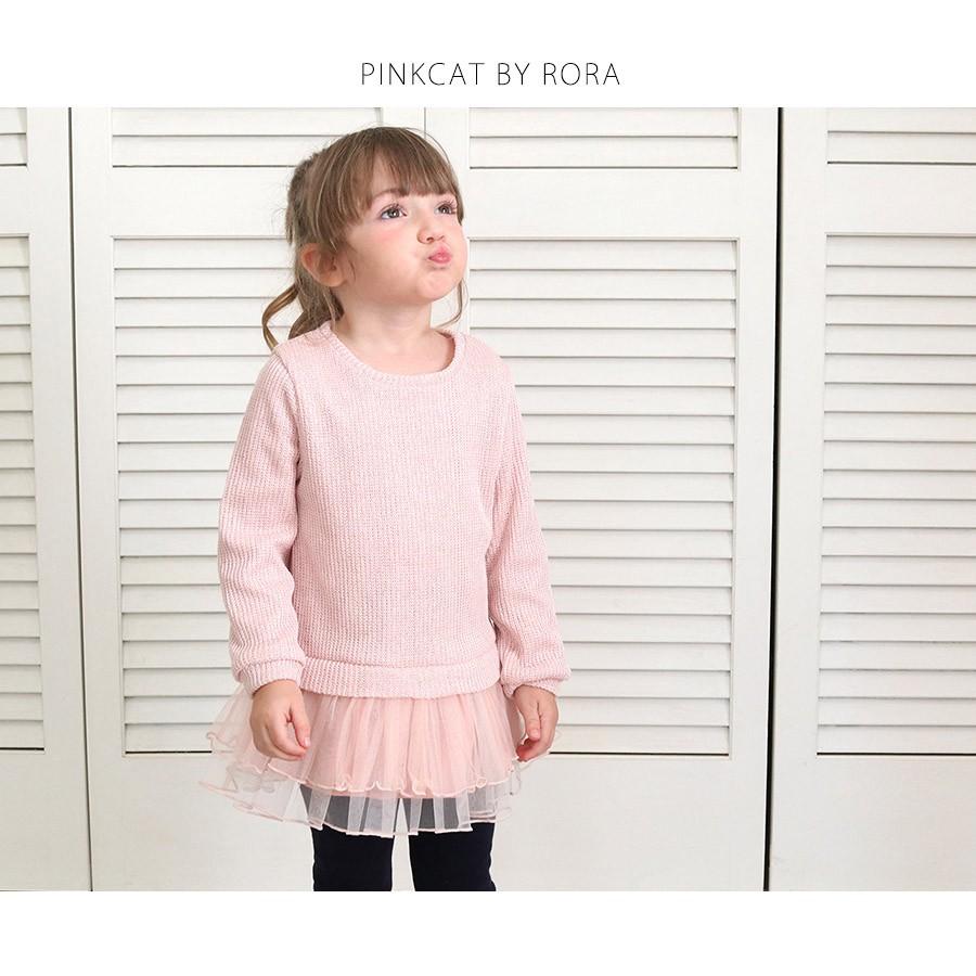 ワンピース 女の子 長袖 ニット チュール チュニック 子供 可愛い ガーリー ピンク Rora 通販 Yahoo ショッピング
