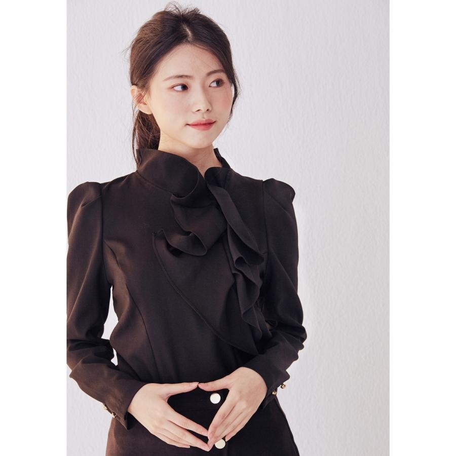 レディース フリル ブラウス 黒 可愛い オフィス きれいめ トップス 長袖 秋 冬 春 シンプル Rora 通販 Yahoo ショッピング