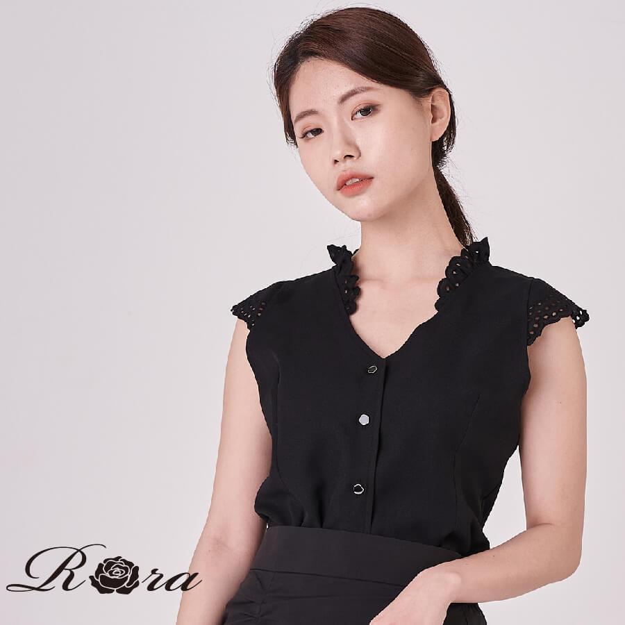 袖フリル ノースリーブ シャツ レディース ブラウス 立ち襟 フリル オフィス レース 春 夏 黒 Rora 通販 Yahoo ショッピング