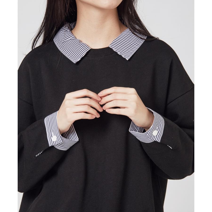 シャツドッキング ストライプ スウェット グレー ブラック トレーナー レディース ジュニア 異素材 フリーサイズ Rora 通販 Yahoo ショッピング
