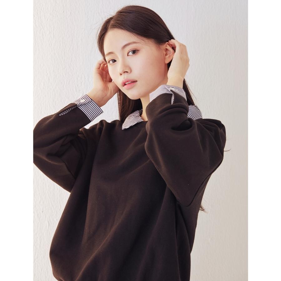 シャツドッキング ストライプ スウェット グレー ブラック トレーナー レディース ジュニア 異素材 フリーサイズ Rora 通販 Yahoo ショッピング