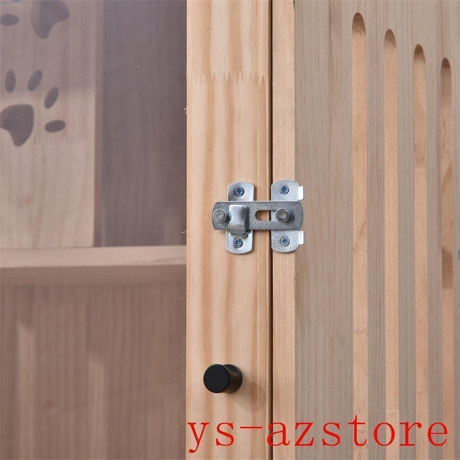 猫 ケージ キャットケージ 2段 木製フレーム 保護 脱走防止 多頭飼い スチール ペットケージ 広々 大型 猫ゲージ 高級感 キャットハウス ネコ ハウス 留守番 重量