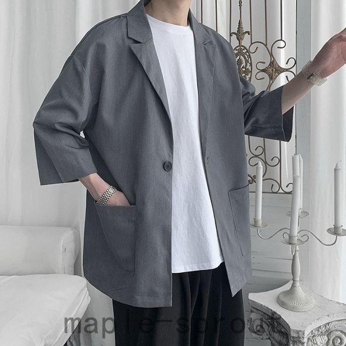 セール 特集 メンズ メンズファッソン メンズジャケット ストレッチ テーラードジャケット ジャケット カジュアル 夏服 サマー 五分丈 半袖 無地 シングル アウターウエア