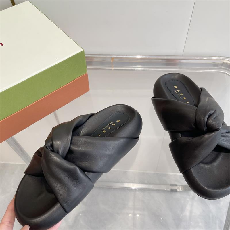 MARNI(マルニ) ブラック ツイストレザー BUBBLE サンダル EUR35