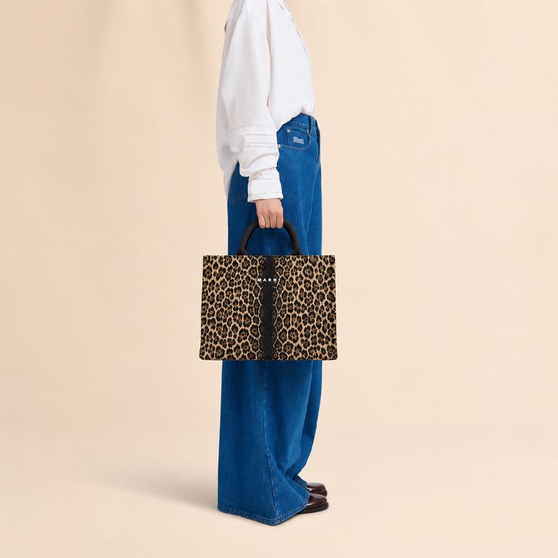 MARNI（マルニ） BASKET LARGE トートバッグ レオパード柄 ジャカード