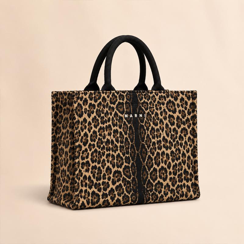 MARNI（マルニ） BASKET LARGE トートバッグ レオパード柄 ジャカード