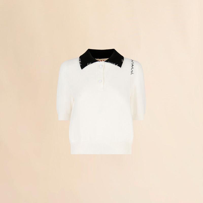 MARNI（マルニ） ホワイト コットン製 ポロシャツ マルニシンボル入り
